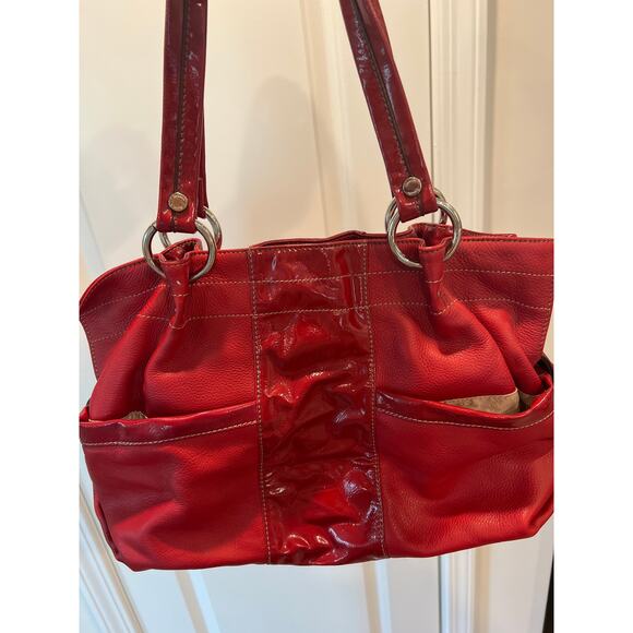 Tignanello red leather shoulder bag purse - Picture 3 of 7